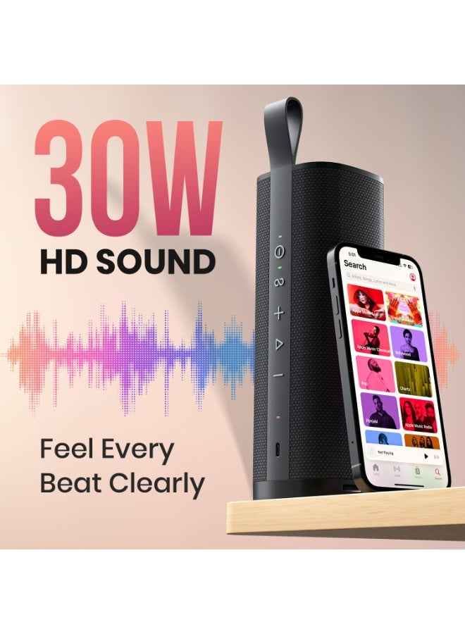 بورترونيكس Portronics Fynix 30W HD Sound Portable Bluetooth Speaker with Dual Passive Radiator, 360° Surround Sound, Upto 6 Hours, Handsfree Calling, TWS Pairing, Bluetooth 5.3V, Type C Charging(Black) - Image 5